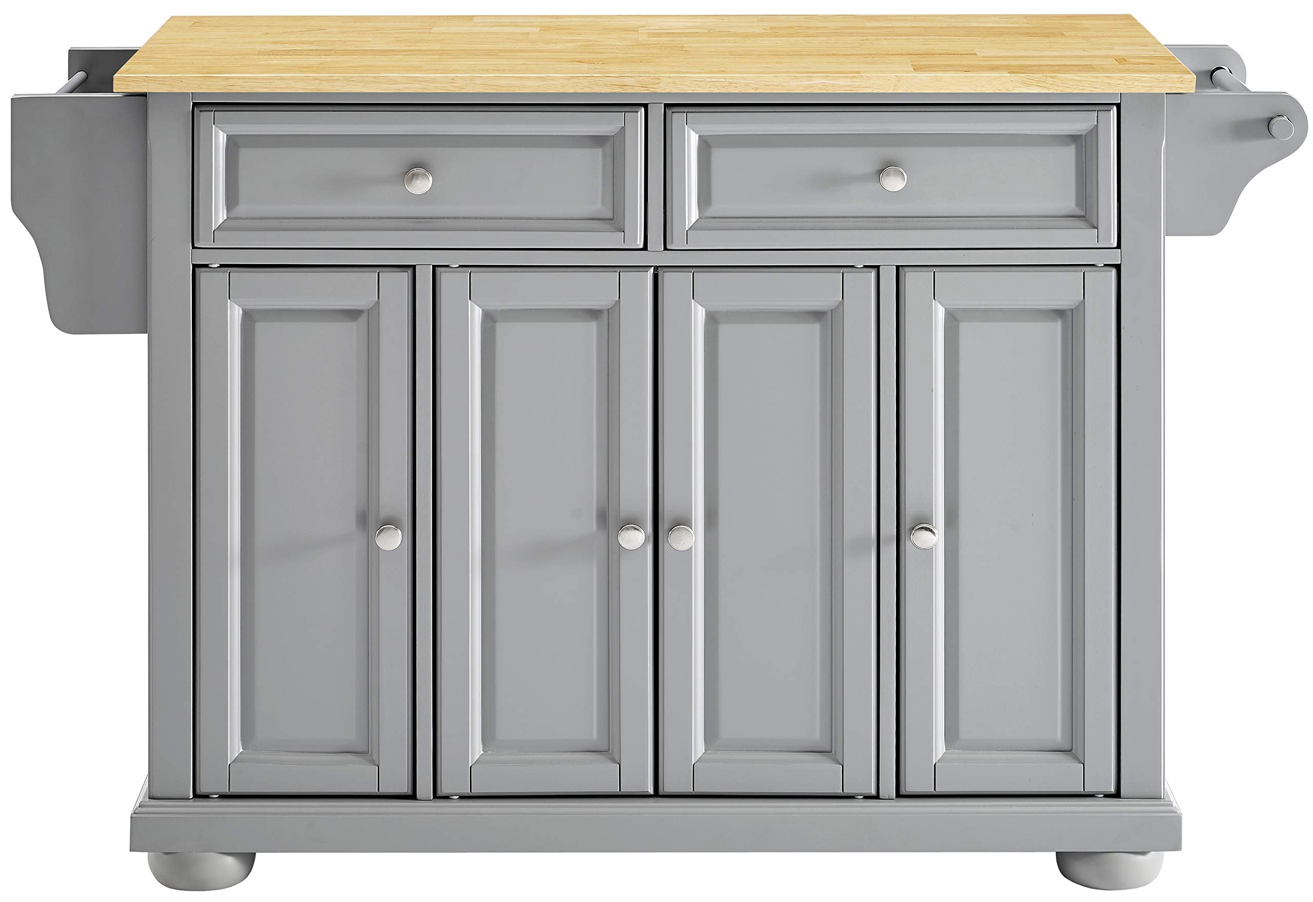 Crosley Furniture Alexandria Wood Top Rolling Kitchen Island Storage Cart, Microwave Stand, Spice Rack, Gray