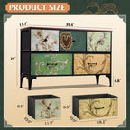 Wlive Dresser For Bedroom With 5 Drawers, Wide Chest Of Drawers, Fabric Dresser, Storage Organizer Unit With Fabric Bins For Closet, Living Room, Hallway, Floral Painted