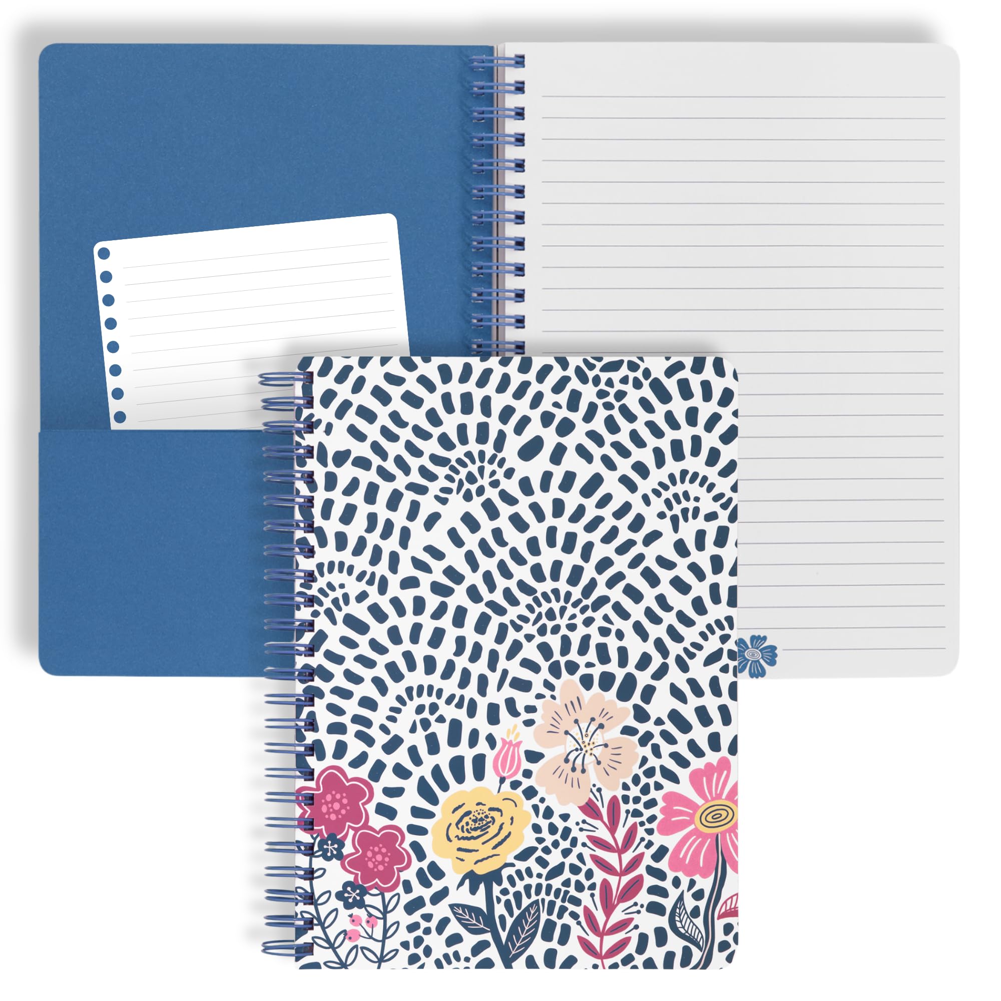 Steel Mill & Co Cute Mini Spiral Notebook, 8.25' X 6.25' Journal With Durable Hardcover And 160 Lined Pages, Mosaic Floral