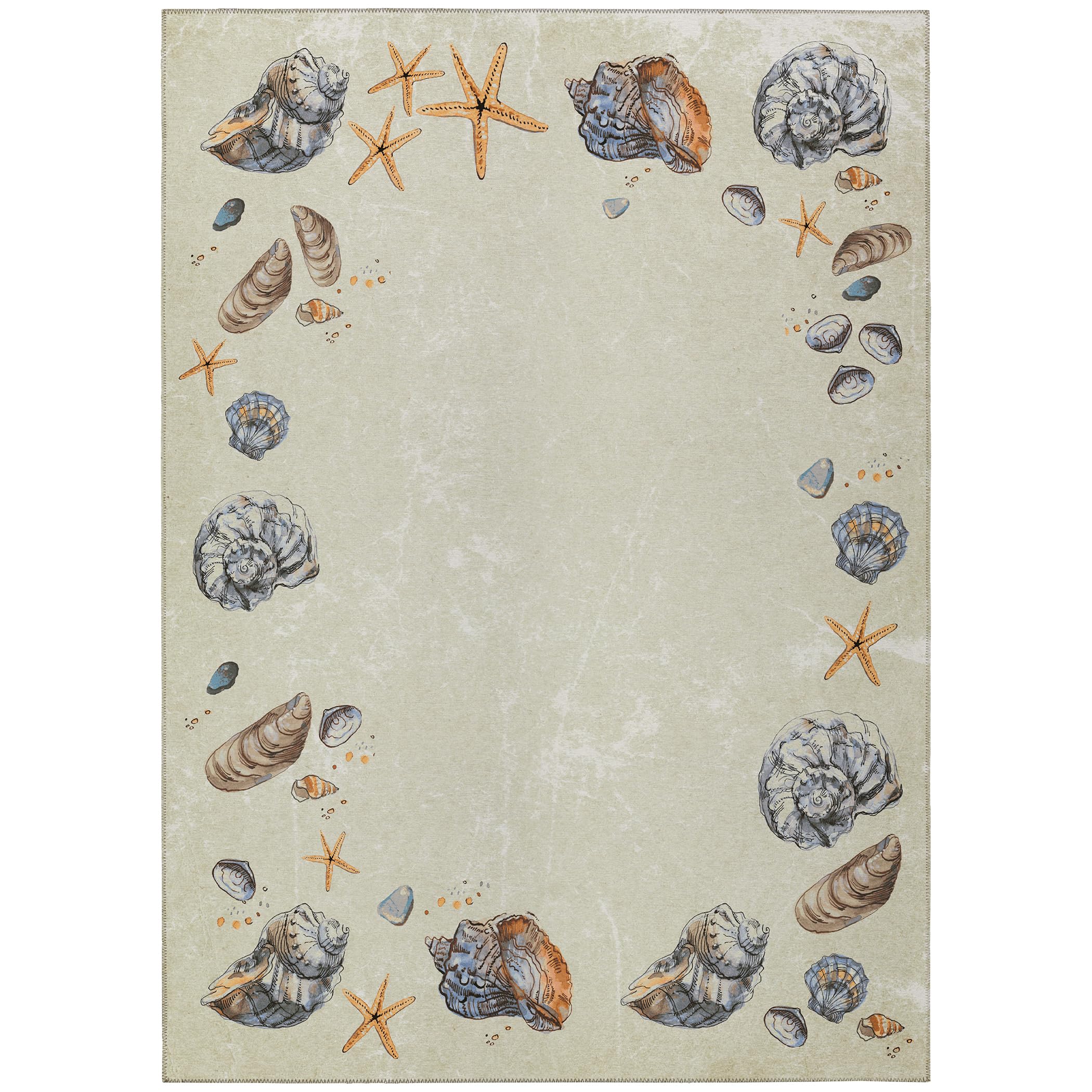 Addison Rugs Surfside Asr39 Oyster 5' X 7'6" Indoor Outdoor Rug, Easy Clean, Machine Washable, Non Shedding, Bedroom, Living Room, Dining Room, Kitchen, Patio Rug