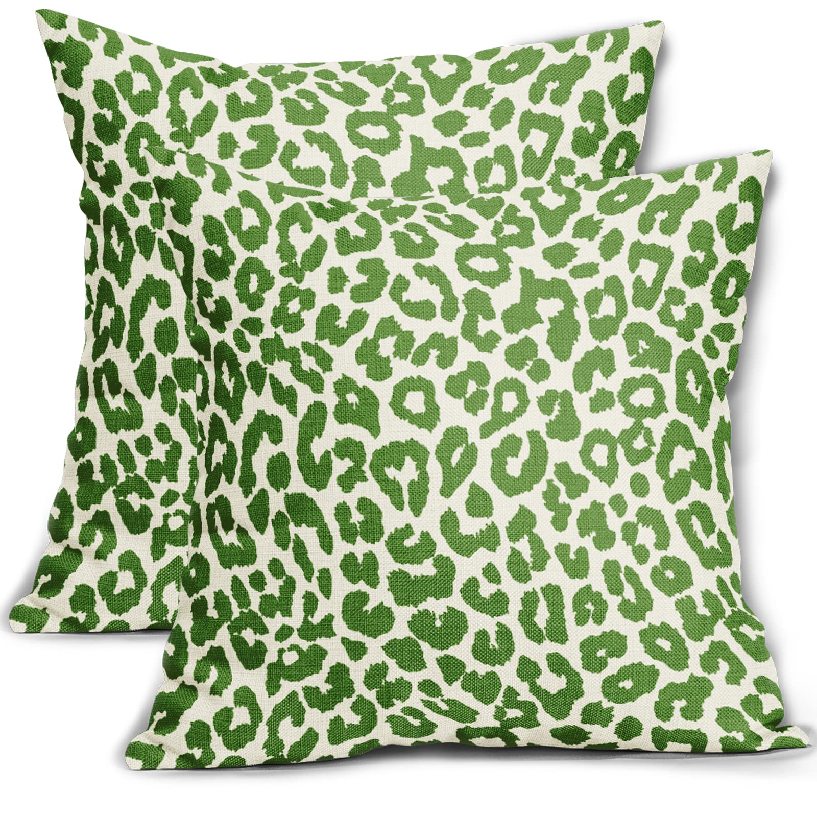 Aytipun Lime Green Leopard Print Pillow Covers 18X18 Set Of 2 Preppy Room Decor Cheetah Animal Pattern Chinoiserie Decorative Th