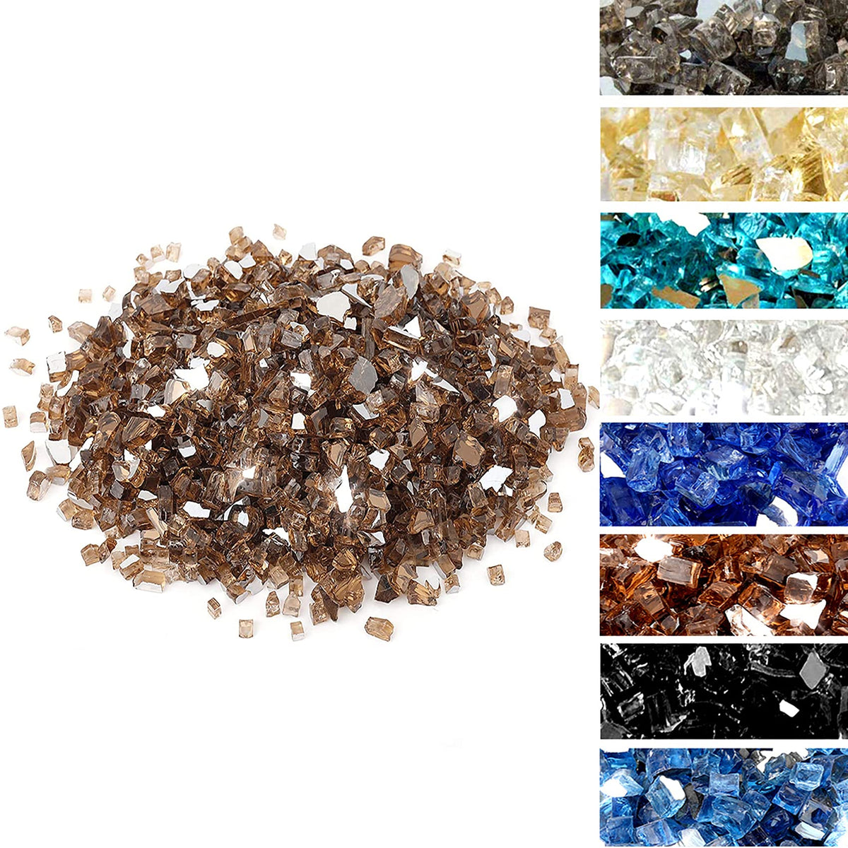 Skyflame High Luster 10-Pound Fire Glass For Fire Pit Fireplace Landscaping, 1/4-Inch Copper Reflective