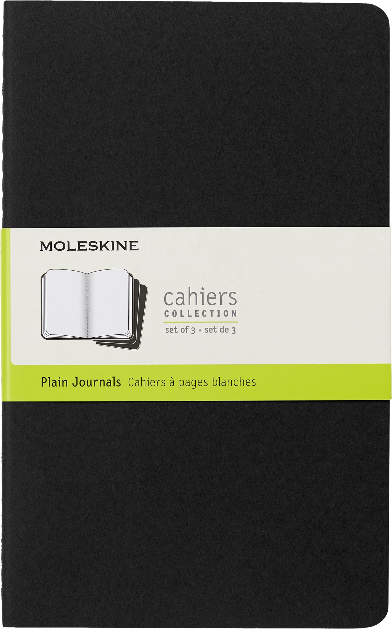 Moleskine Cahier Journal, Soft Cover, Large (5' X 8.25') Plain/Blank, Black, 80 Pages (Set Of 3)