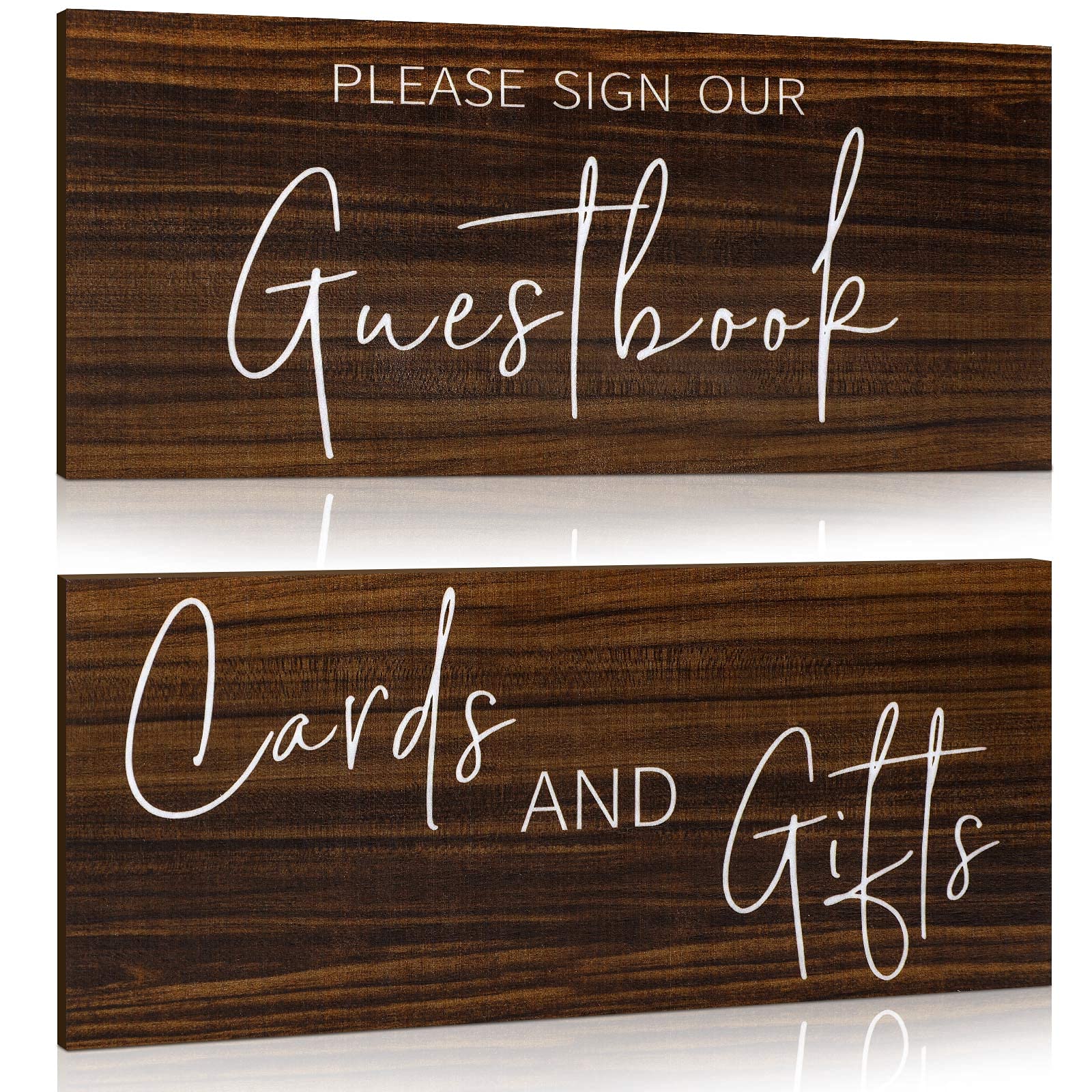 Jetec 2 Pieces Wooden Guest Book Sign Cards and Gifts Wedding Sign Rustic Farmhouse Hanging for Wedding Cabin Beach Rental House