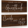 Jetec 2 Pieces Wooden Guest Book Sign Cards and Gifts Wedding Sign Rustic Farmhouse Hanging for Wedding Cabin Beach Rental House