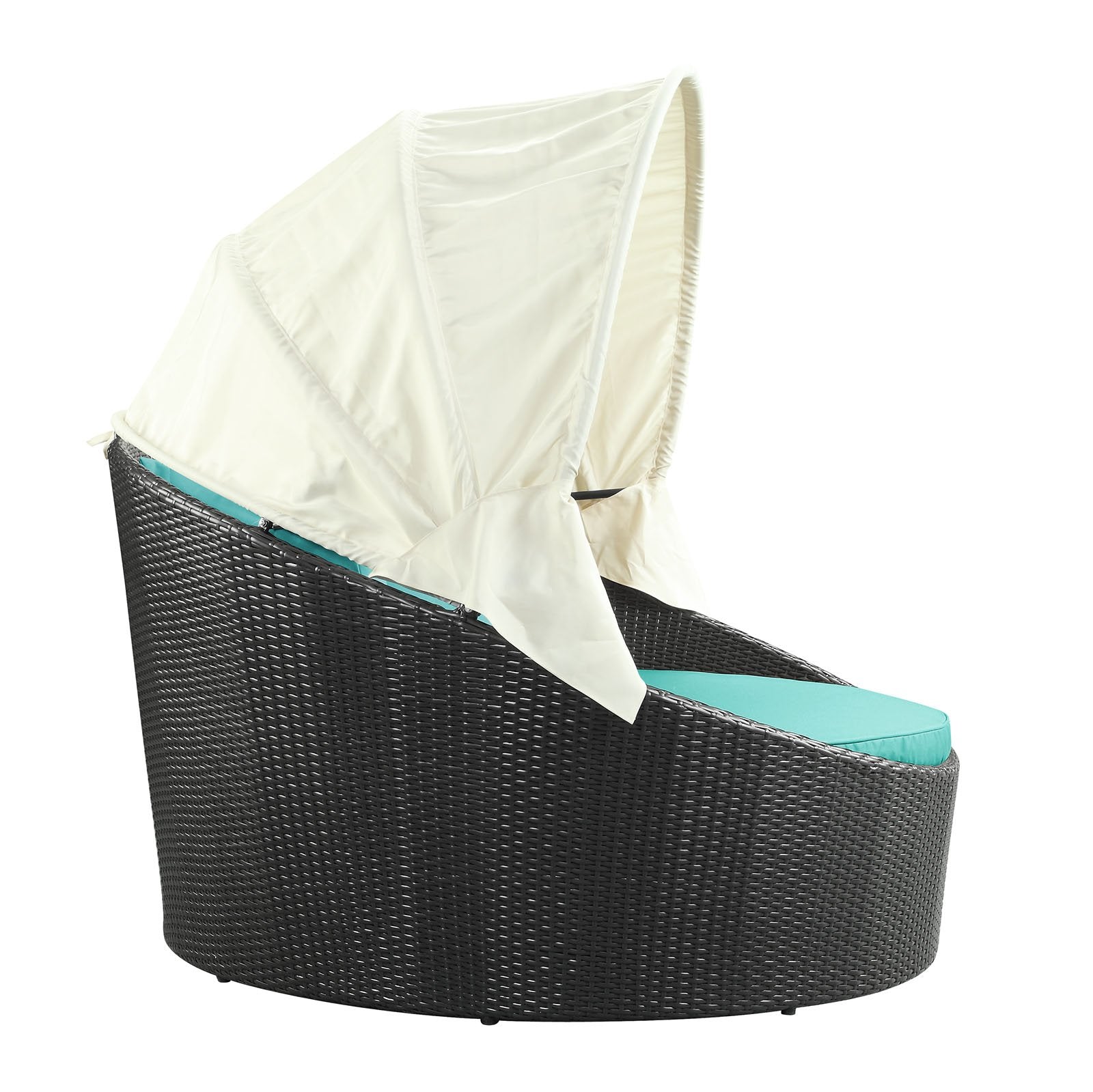 Modway Siesta Wicker Rattan Outdoor Patio Canopy Daybed In Espresso Turquoise