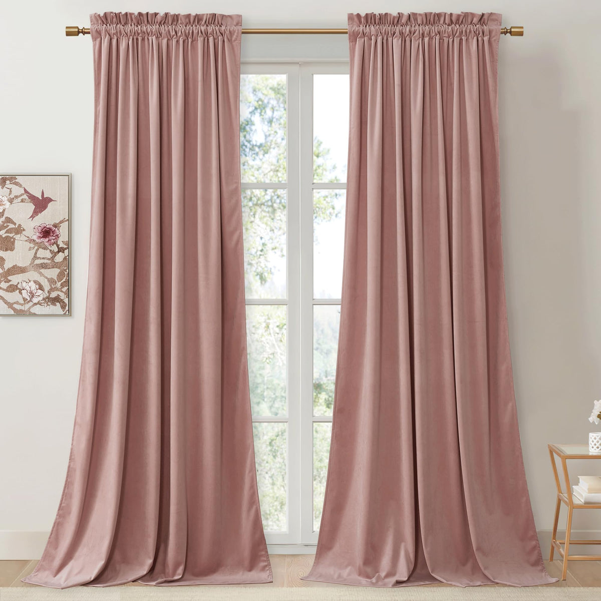 Stangh Pink Velvet Curtains For Nursery Bedroom, Room Darkening Privacy Protect Window Treatment Home Decoration For Living Room