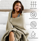 Bare Home Polar Fleece Blanket - Twin/Twin Xl Blanket - Oyster - Warm & Cozy - Premium Fleece - Blanket For Bed, Sofa, Camping,