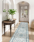 Lahome Oriental Washable Runner Rugs,2.5X8 Long Blue Bathroom Carpet Runner Non-Slip,Boho Kitchen Runner Rugs Non Skid Washable,