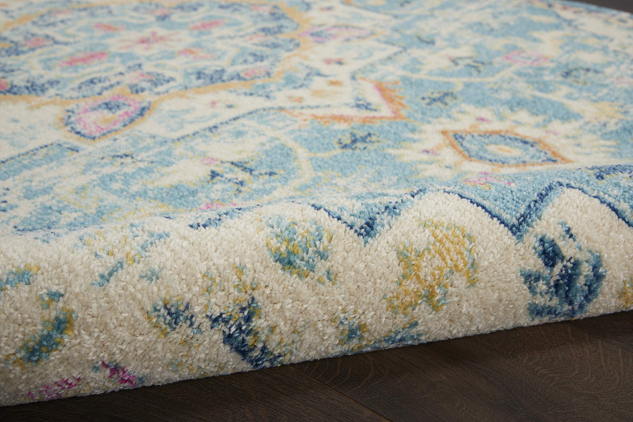 Nourison Passion Ivory/Light Blue 3'9' X 5'9' Area Rug, Boho, Moroccan, Bed Room, Living Room, Dining Room, Kitchen, Easy Clea