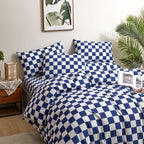 Houseri Royal Blue Plaid Comforter Set Full White And Blue Checkerboard Bedding Comforter Full Size Teen Boys Girls Dark Blue Ch