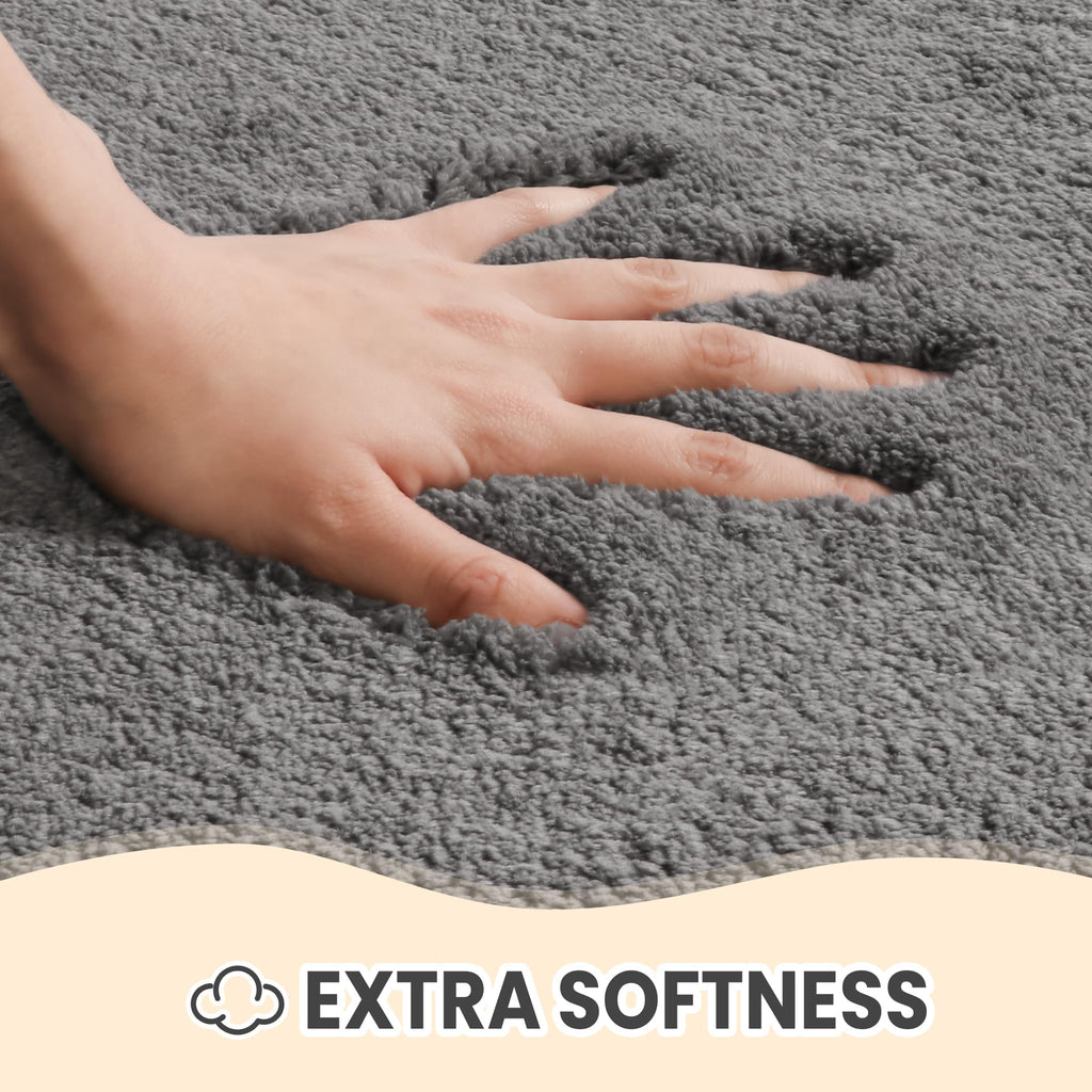 Techmilly Shaggy Bathroom Rug Mat 32X20, Absorbent Thick Non Slip Microfiber Mats, Quick Dry Machine Washable Bath Rug For Bathr