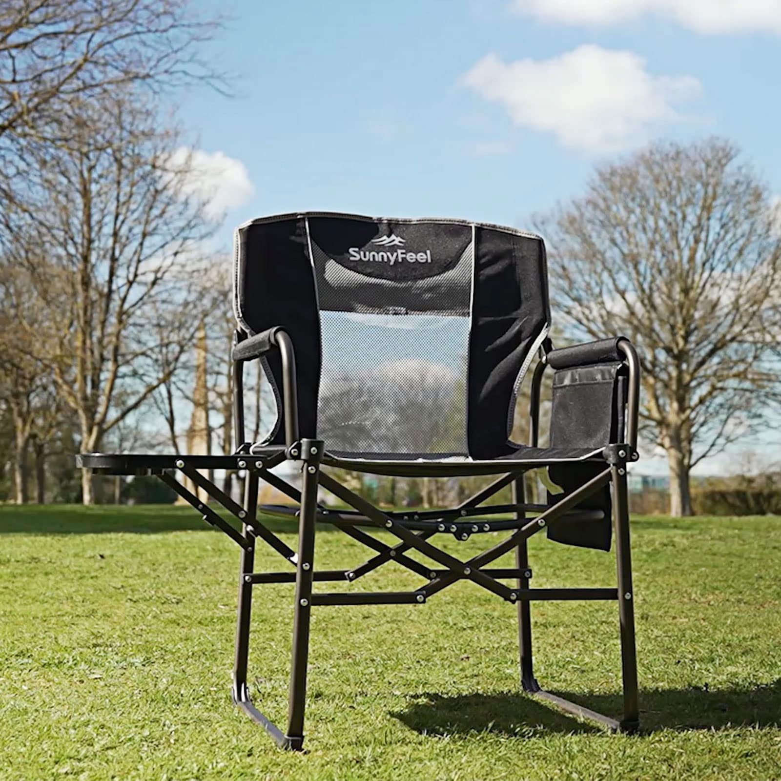 Sunnyfeel Freestyle Rocking Camping Chair, Folding Directors Chair Heavy Duty 300 Lbs Outdoor Lawn Chairs With Storage Bag For Picnic/Patio/Porch/Beach/Fishing, Portable Camp Rocker Chair