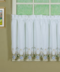 Today'S Curtain Verona Reverse Embroidery Tier, 30', White/Blue