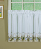 Today'S Curtain Verona Reverse Embroidery Tier, 30', White/Blue