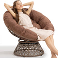 Bme 40' Ergonomic Wicker Papasan Chair With Soft Thick Cushion & Frame, 360 Swivel Papasan Chair, Circle Chair, Reading Chair,