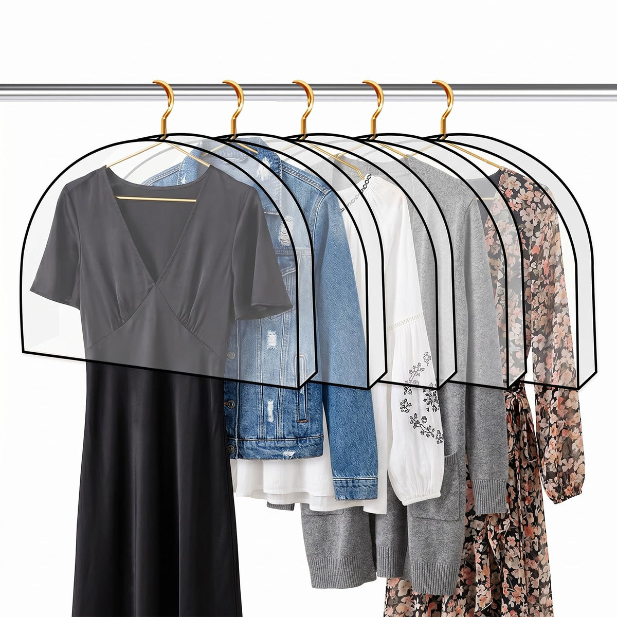 5 Pcs Shoulder Cover, 2 Garment Covers Dust Covers for Hanging Clothes Closet Cover Plastic Garment Bags for Hanging Clothes Sh