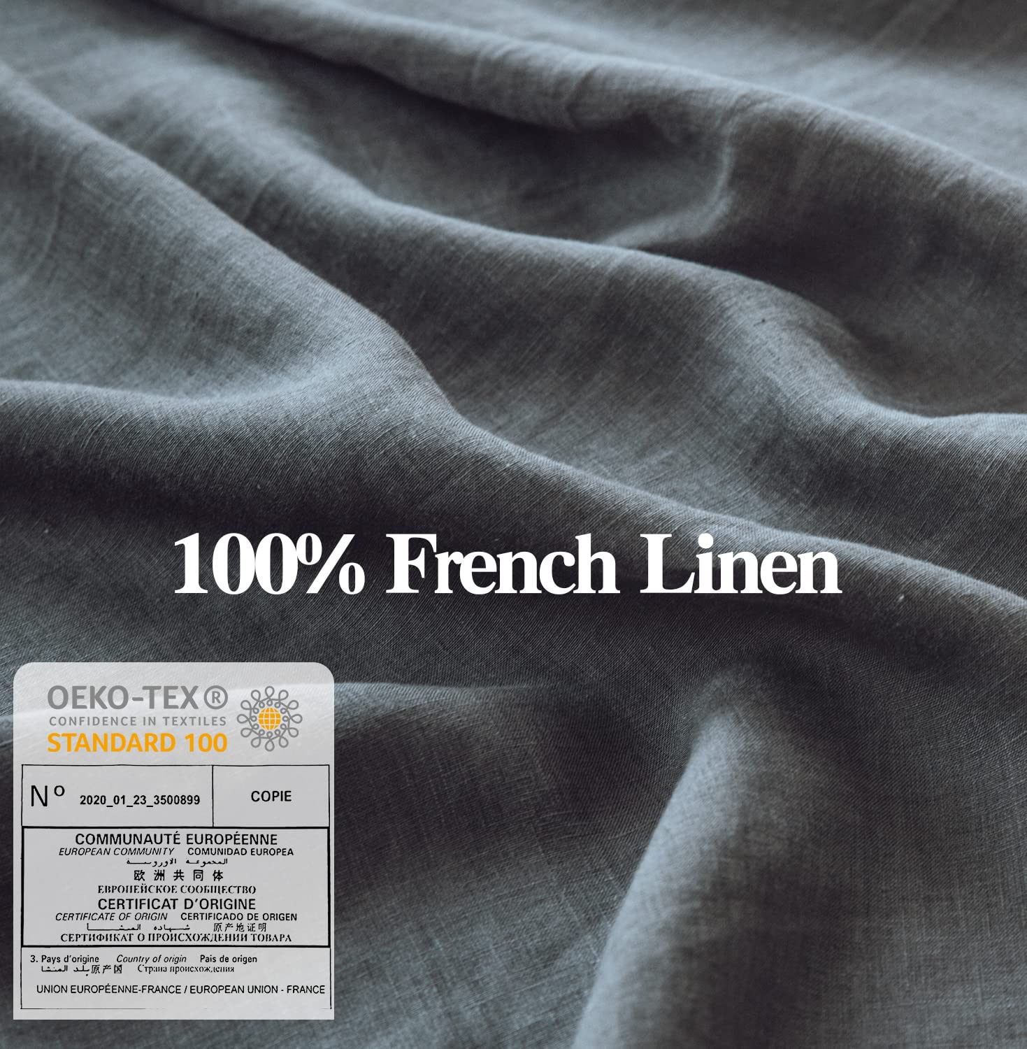 Simple&Opulence 100% Washed Linen Euro Shams Basic Style (26'' X 26'') - Pack Of 2 - Solid Color Pillow Shams Natural Flax Square Throw Pillow Covers - Dark Grey