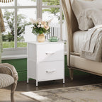Wlive White Nightstand, 2 Drawer Dresser For Bedroom, Small Night Stand With Fabric Drawers, Bedside Furniture, End Table For Bedroom, Closet, Entryway, College Dorm