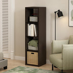 Furinno Cubicle Open Back Decorative Verticle Cube Storage Organizer, 4-Cube, Dark Oak