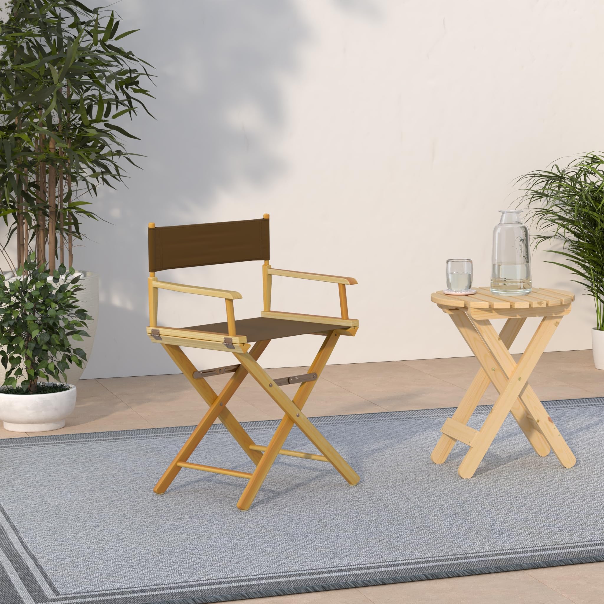 Casual Home 200-00/021-45 Director'S Chair Canvas 18&quot; - Classic Height Natural Frame/Brown