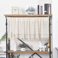 Sutuo Home Boho Sheer Curtain Valance Crochet Lace With Bohemian Hollow Knitted Handmade Tassels, Short Rustic Window Treatment