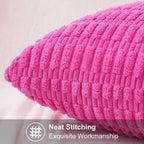 Decoruhome Hot Pink Decorative Throw Pillow Covers 24X24 Set Of 2, Soft Corduroy Striped Square Pillow Covers For Couch Living Room Bed Sofa
