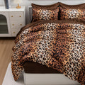 A Nice Night Leopard Printed,Coffee Brown Satin Silky Soft Quilt Sexy Luxury Super Soft Microfiber Comforter Quilt Bedding Comfo