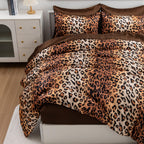 A Nice Night Leopard Printed,Coffee Brown Satin Silky Soft Quilt Sexy Luxury Super Soft Microfiber Comforter Quilt Bedding Comfo