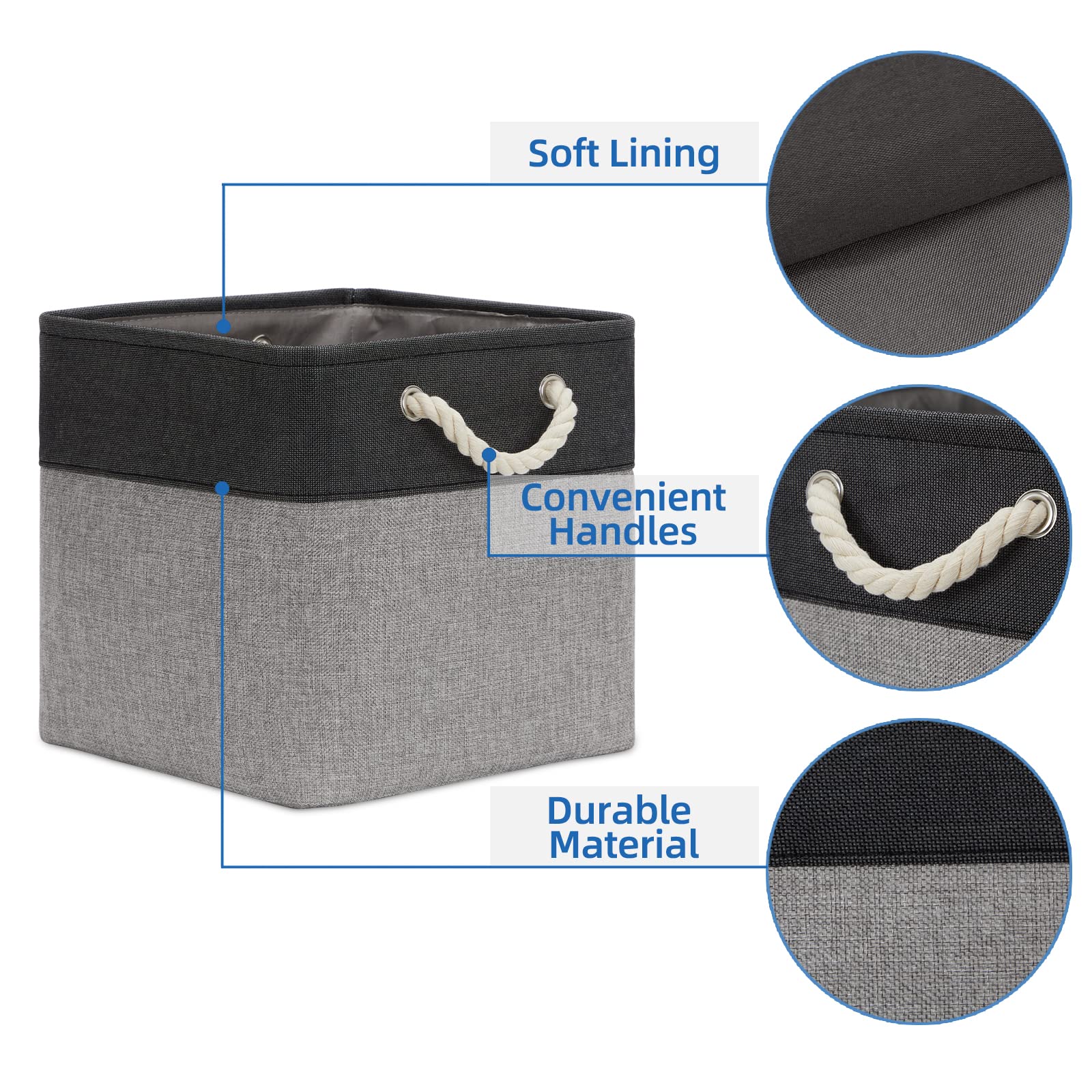 Temary 12 Inch Cube Storage Baskets 4 Pack Fabric Storage Bin For Clothes, Large Baskets With Handles, Basket For Organizing Tow