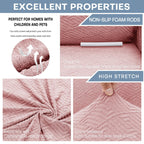 Znsayotx 1 Piece Jacquard Couch Covers For 3 Cushion Couch Living Room High Stretch Sofa Cover Pets Dogs Friendly Anti Slip Thickened Slipcovers Furniture Protector (Large,New Pattern,Rose)