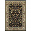 HomeRoots 509104 8 x 11 ft. Black & Ivory Oriental Power Loom Stain Resistant Rectangle Area Rug
