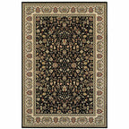 HomeRoots 509104 8 x 11 ft. Black & Ivory Oriental Power Loom Stain Resistant Rectangle Area Rug