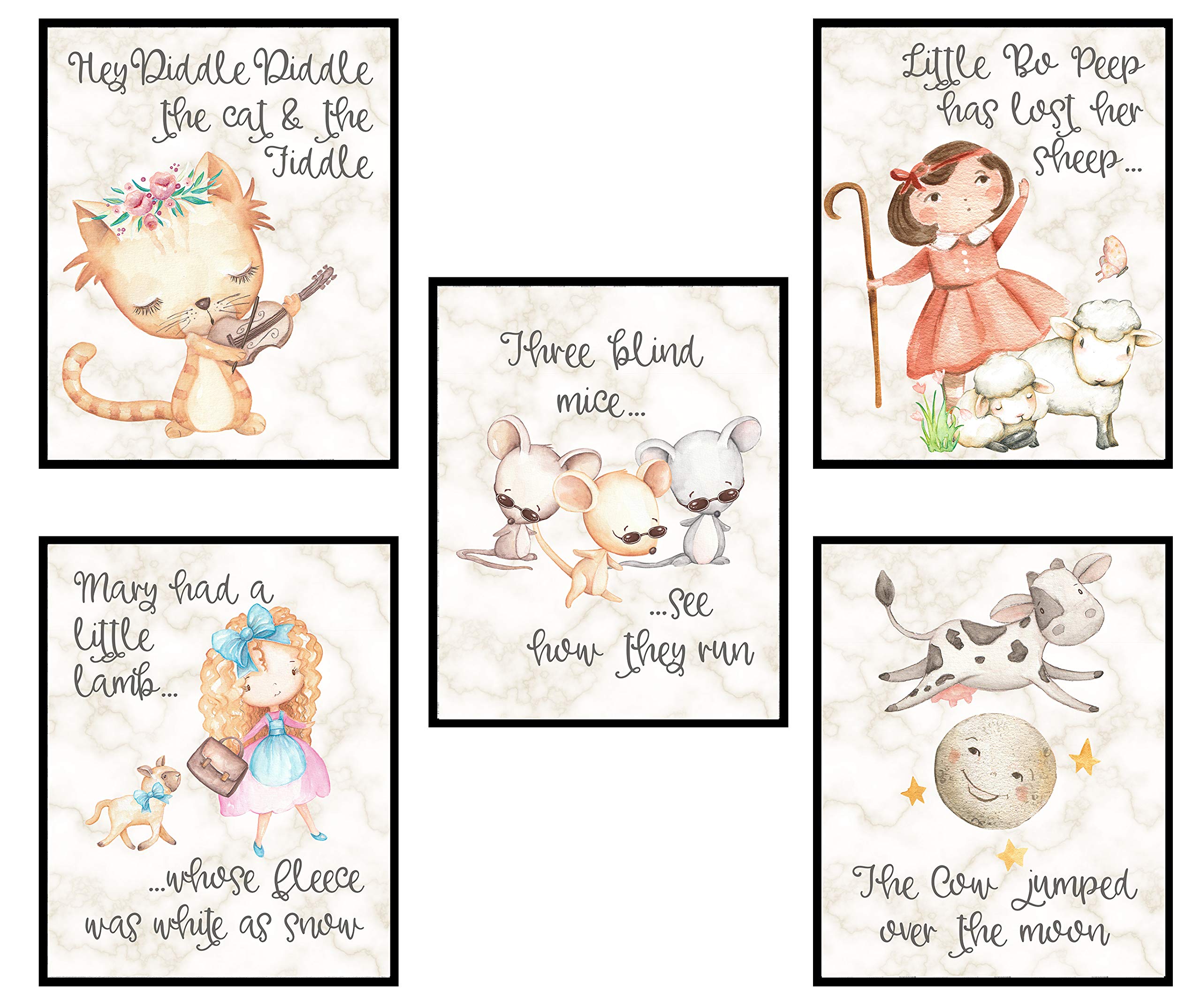 Nursery Rhyme Baby Set Wall Art Baby Gift Decor (Cloud Set Art Prints)