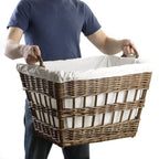 The Basket Lady Wicker French Laundry Basket, 23 In L X 18.5 In W X 18.5 In H, Antique Walnut Brown