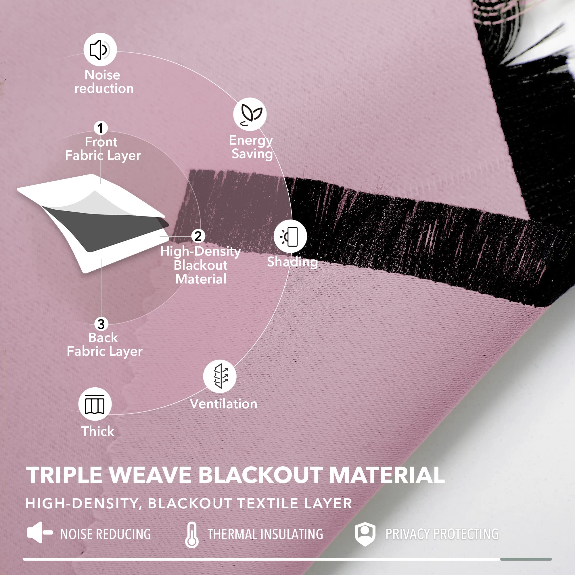 Deconovo Blackout Curtains For Nursery, Insulated Thermal Blackout Blinds - Rod Pocket And Back Tab Curtains, Room Darkening Curtains, 52X84 Inch, Lavender, 2 Panels