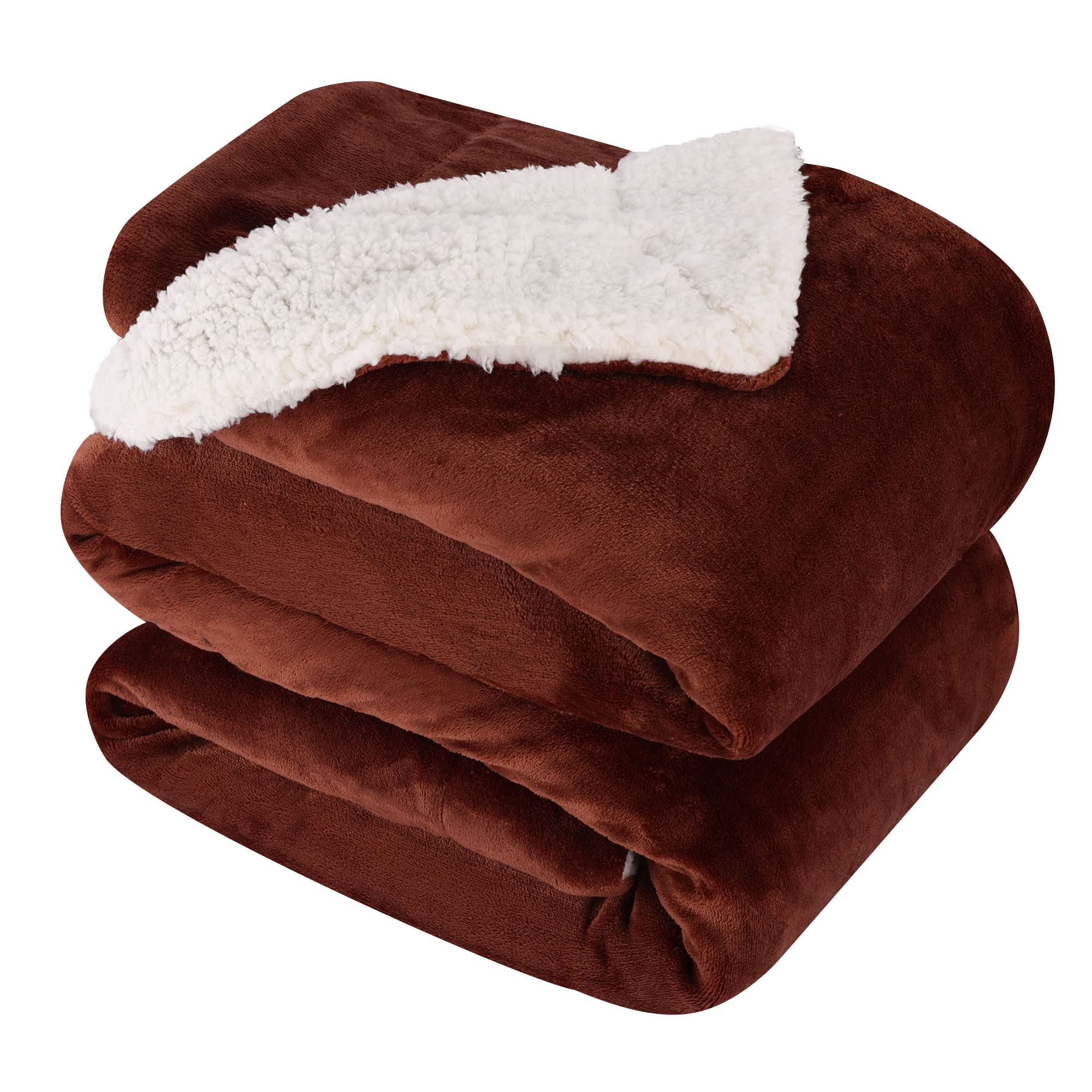 Nanpiper King Size Blanket Warm Sherpa Blanket, Soft Fleece Throw Blanket For Bed, Reversible Thick Fuzzy Blanket For Winter (Br