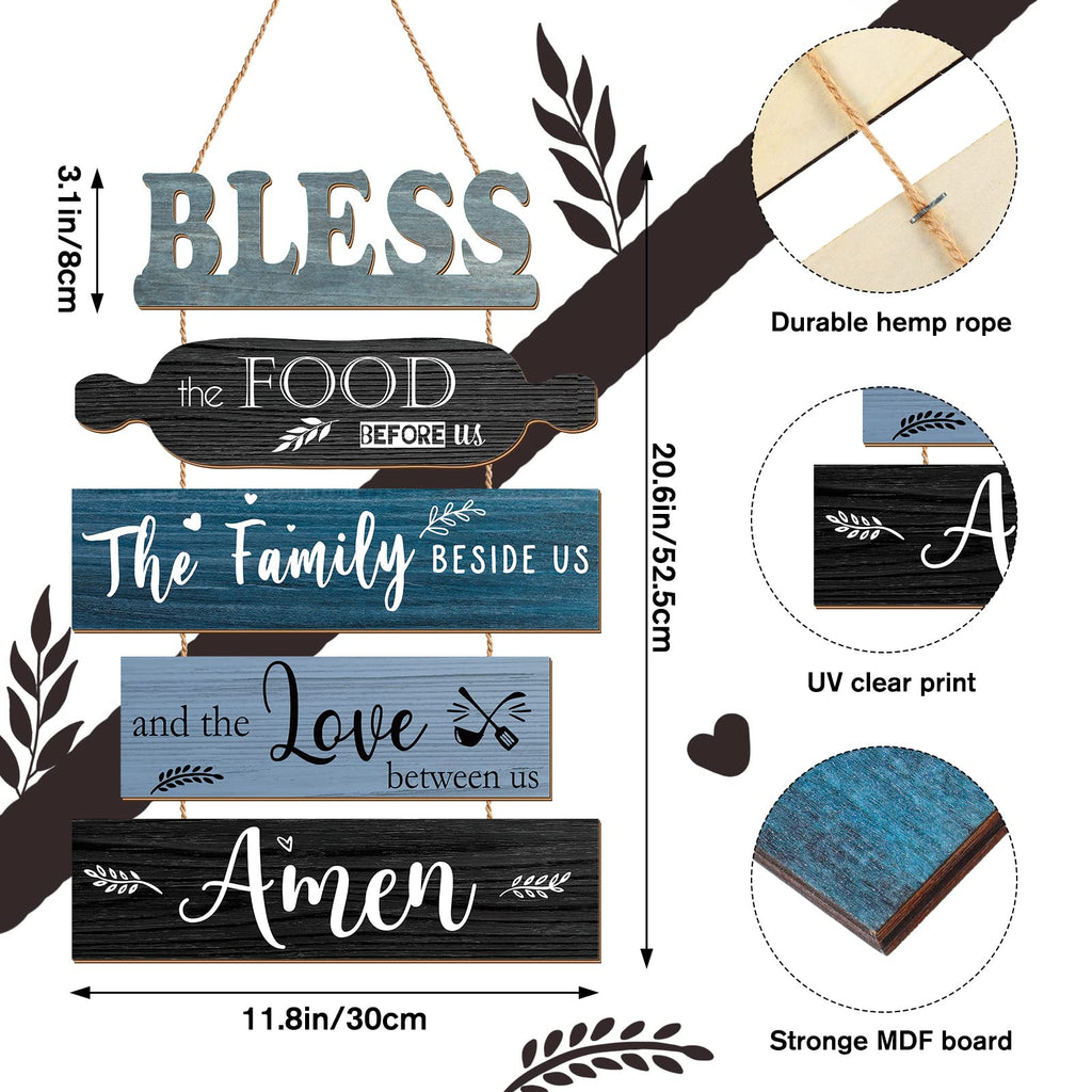 Bless The Food Before Us Sign Farmhouse Kitchen Wall Decor Rustic Dining Room Wall Art Dining Room Decorations Collage Art Woode