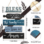 Bless The Food Before Us Sign Farmhouse Kitchen Wall Decor Rustic Dining Room Wall Art Dining Room Decorations Collage Art Woode
