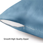 Bedelite Satin Pillowcase With Zipper, Airy Blue Pillow Cases Queen Size Set Of 2, Super Soft And Cooling Similar To Silk Pillow