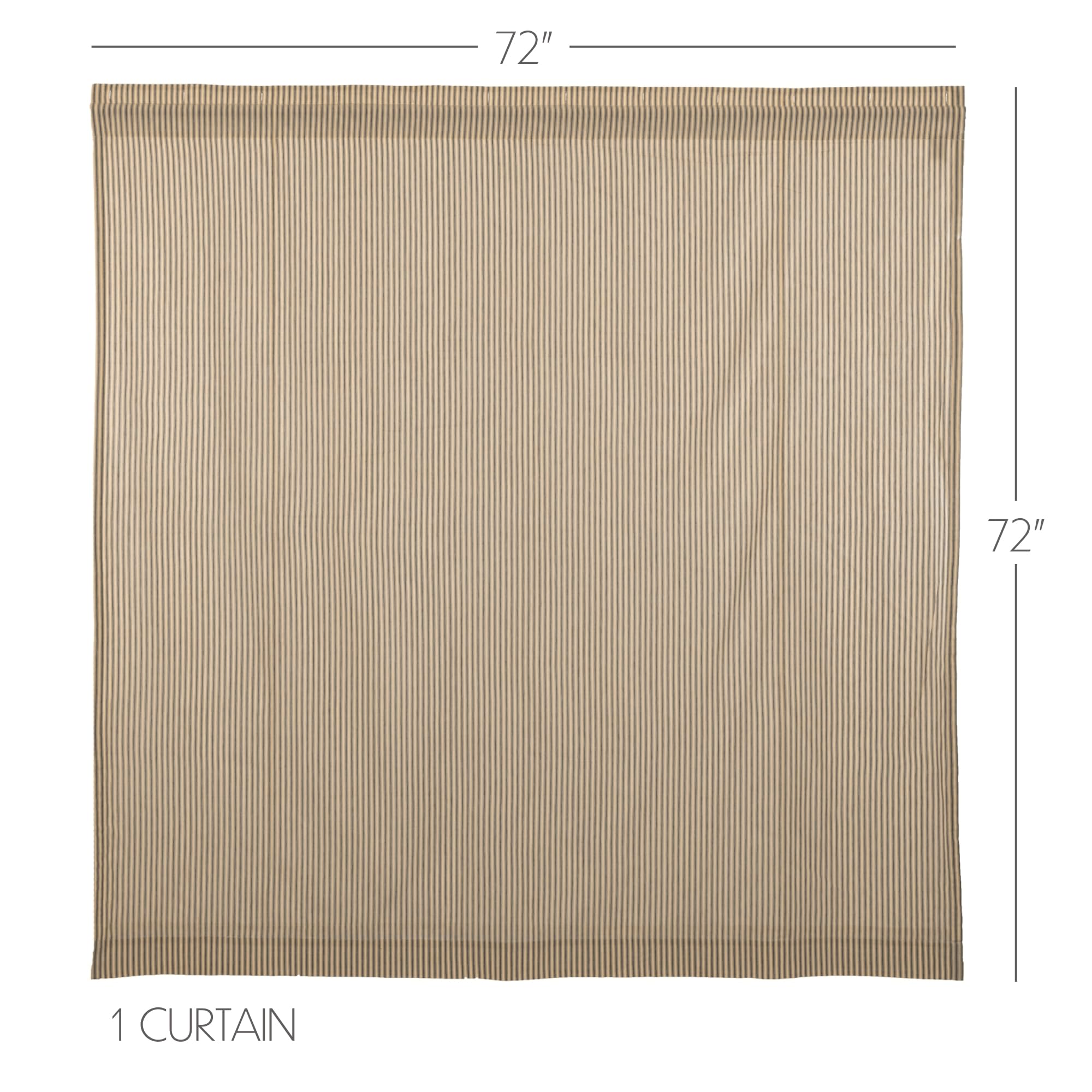 Vhc Brands Sawyer Mill Charcoal Decorative Farmhouse Ticking Stripe Shower Curtain With Buttonholes 72X72