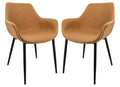 Markley Modern Leather Dining Arm Chair With Metal Legs Set of 2