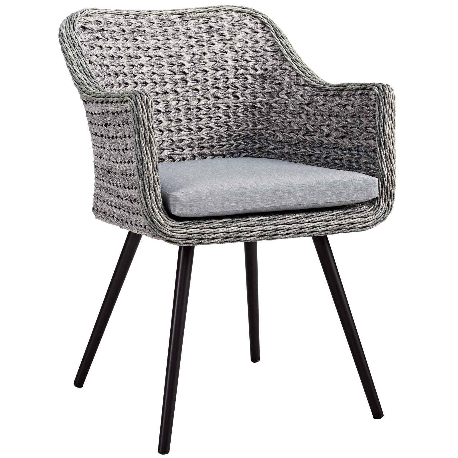 Modway EEI-3181-GRY-GRY-SET Endeavor Outdoor Patio Wicker Rattan Dining Armchair, Set of 2, Gray