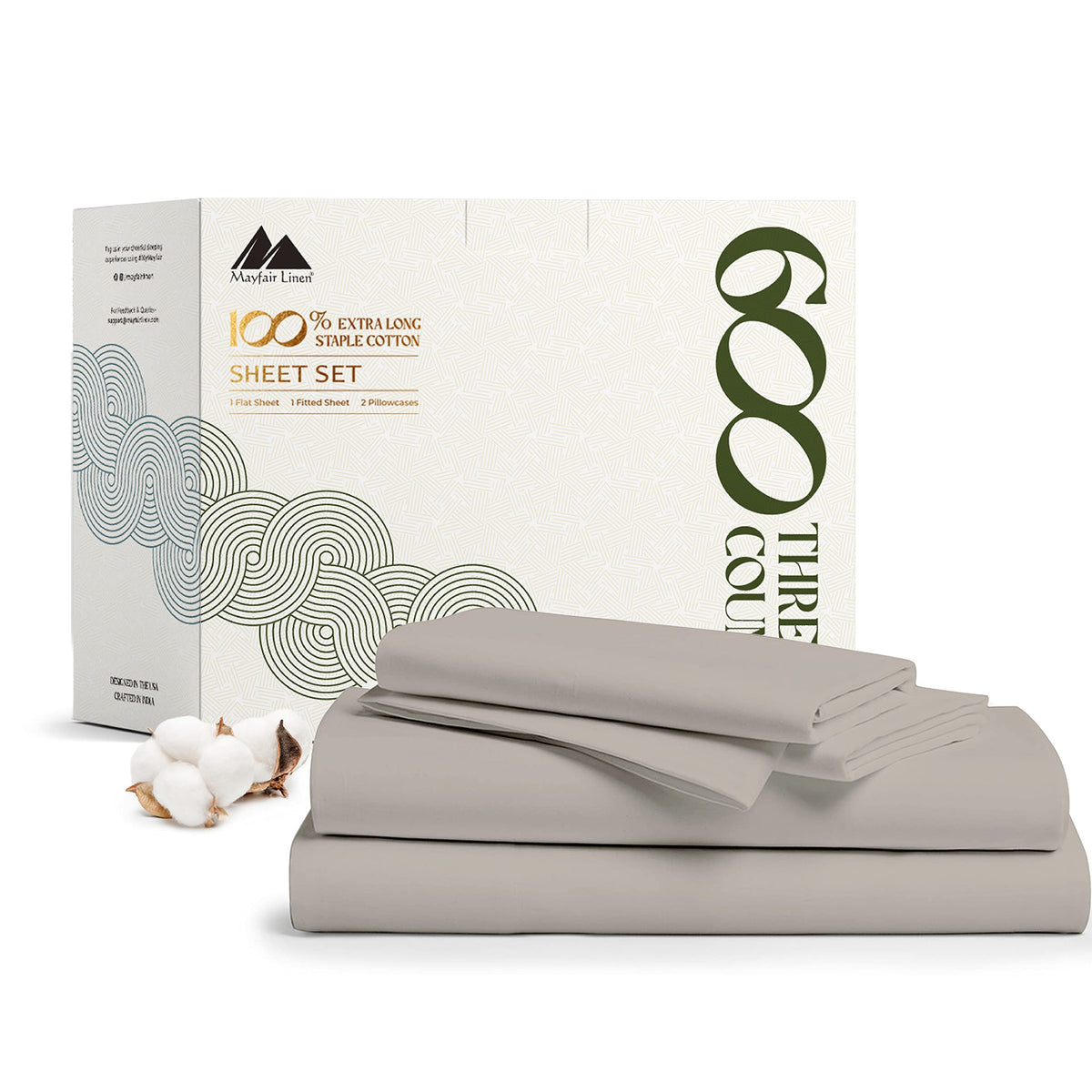 Mayfair Linen 100% Cotton Sheets - Full Size 600-Thread-Count Luxury Hotel Egyptian Cotton Quality Silky Soft Bedsheets For Full