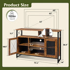 Wlive Tv Stand 55 Inch Tv, Tall Entertainment Center With Storage, Farmhouse Industrial Tv Console For Bedroom Living Room, Rustic Brown