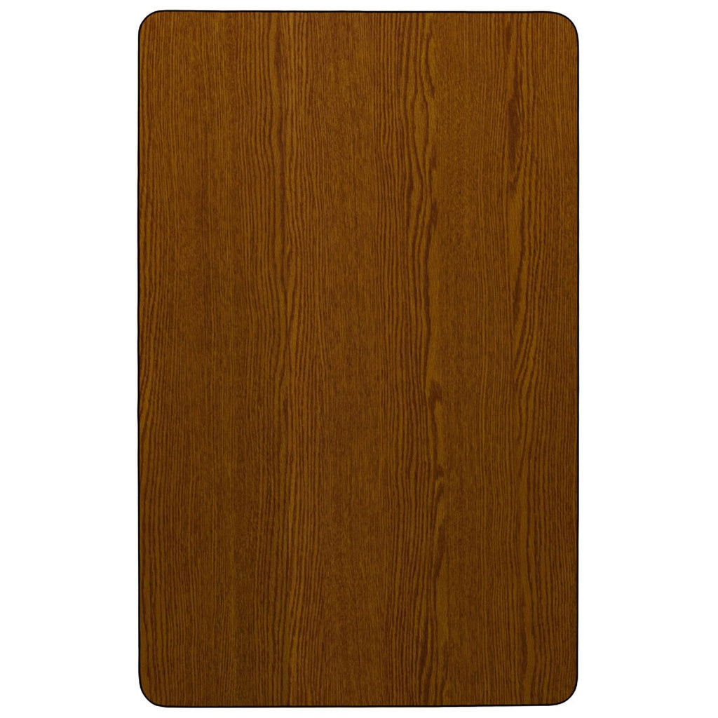 Flash Furniture 30''W x 60''L Rectangular Oak HP Laminate Activity Table - Height Adjustable Short Legs