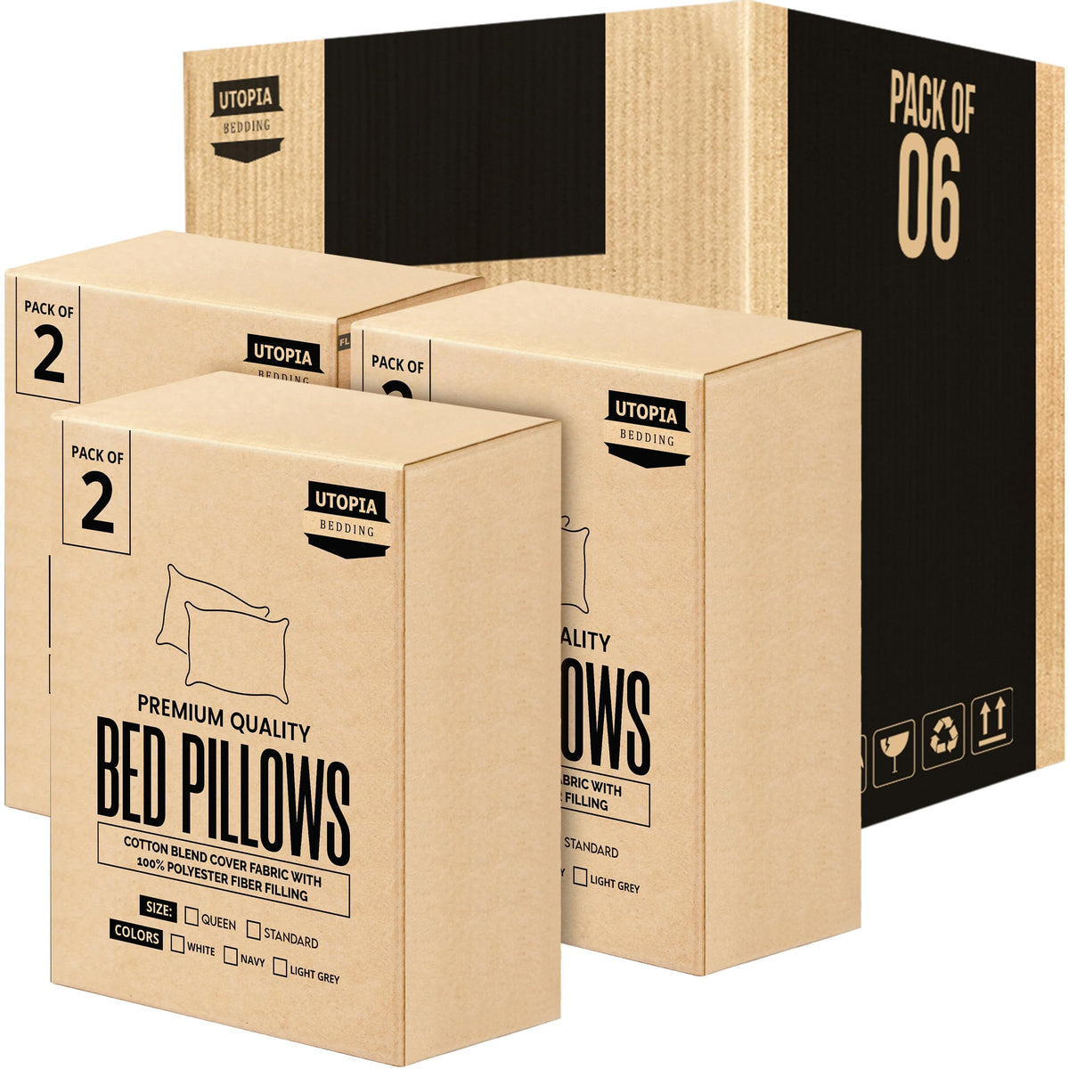 Utopia Bedding Bed Pillows For Sleeping Queen Size (White), Set Of 6, Cooling Hotel Quality, For Back, Stomach Or Side Sleepers