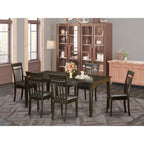 East West Furniture HECA7-CAP-LC Henley 7 Piece Room Set Consist of a Rectangle Kitchen Table with Pedestal and 6 Faux Leather Upholstered Dining Chairs, 42x72 Inch