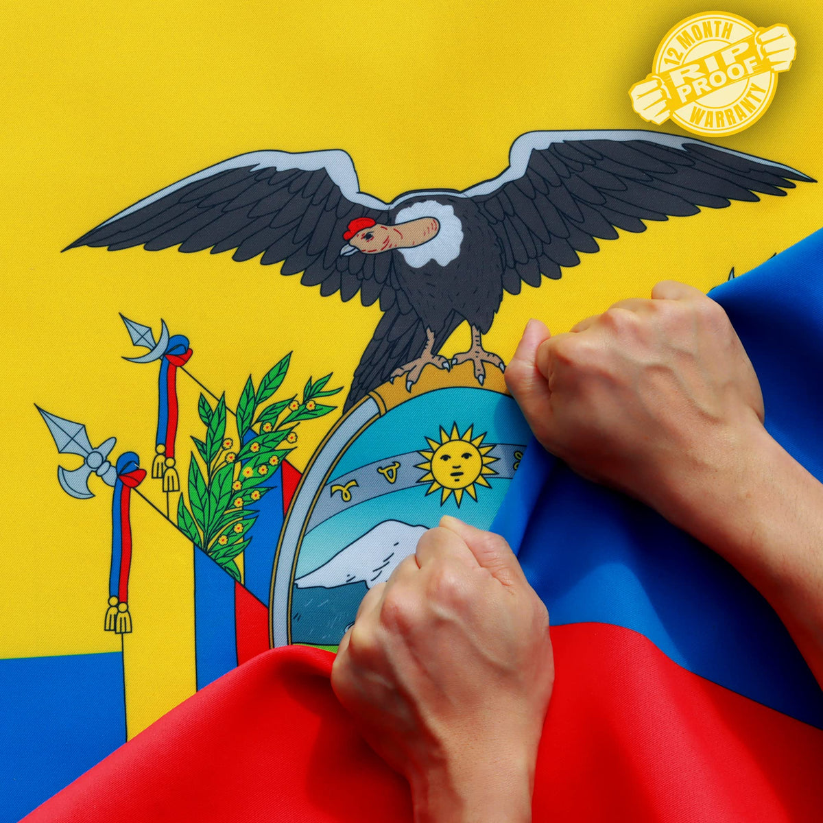 Anley Rip-Proof Technology Double Sided 3-Ply Ecuador Flag 3X5 Foot - Vivid Color, Canvas Header And Wrinkle Resistant - The Str
