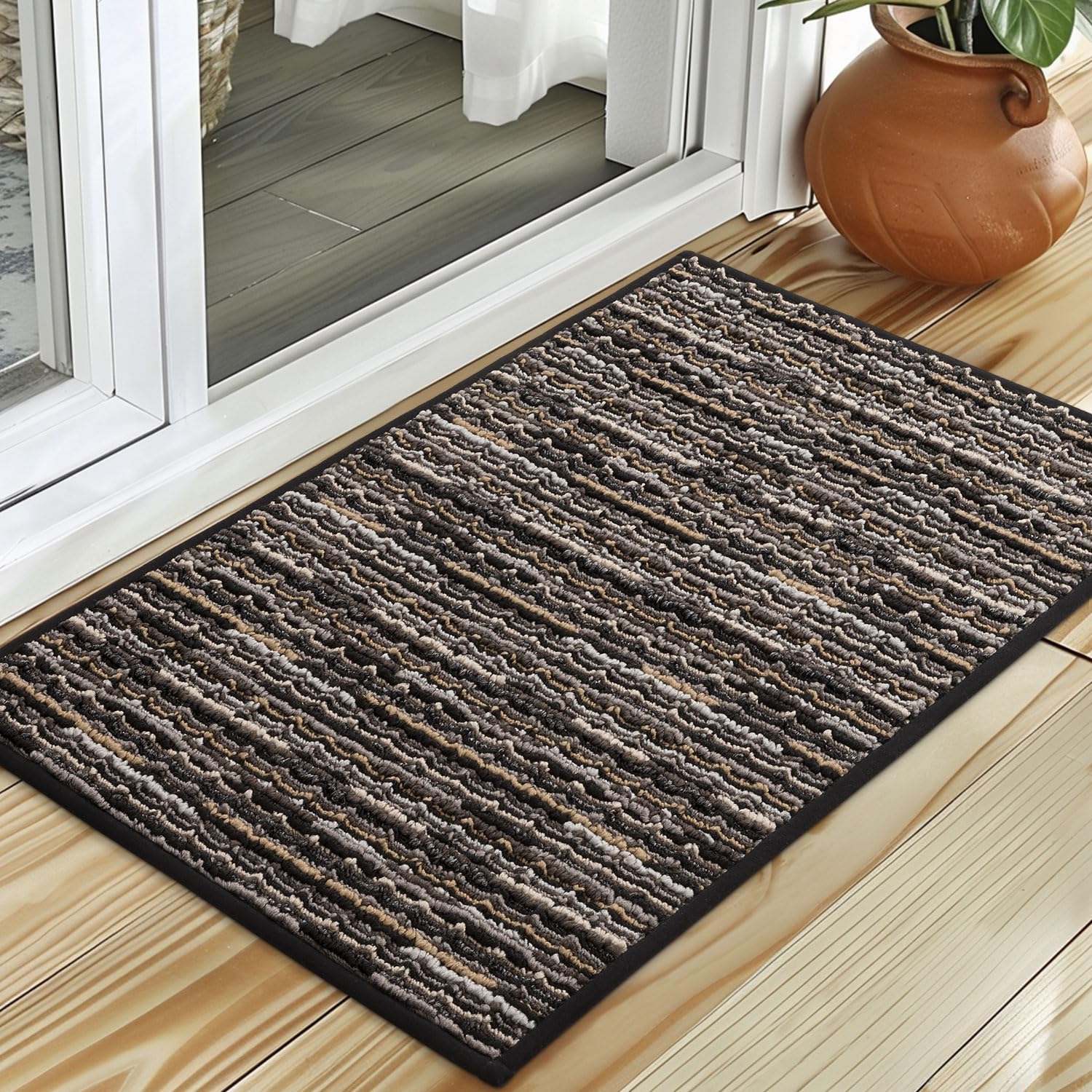Hicorfe Indoor Doormat,20'X31.5' Boho Vintage Style Front Back Door Mat,Non Slip Rubber Backing,Low-Profile Absorbent Resist D